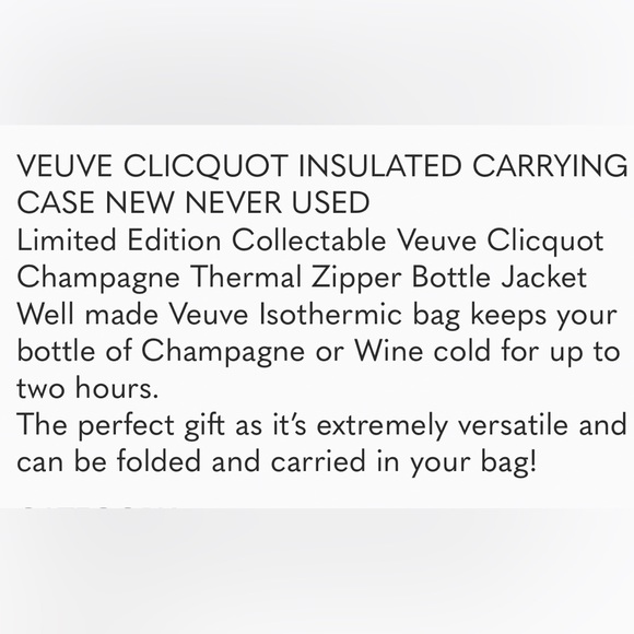 Veuve Clicquot Insulated Ice Jacket- New with Tags - Picture 14 of 14